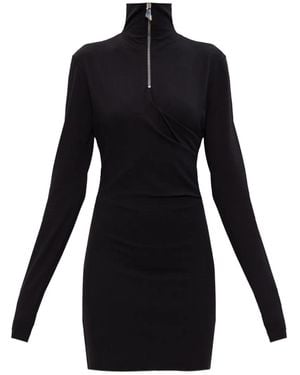 The Attico Half-Zip Mini Dress - Black