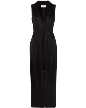 V:PM ATELIER Dario V-Neck Midi Dress - Black