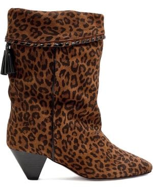 Isabel Marant Dalby Leopard-Print Tassel Boots - Brown