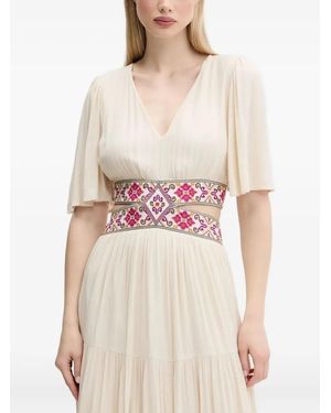Desigual Embroidered-Strap Tiered Maxi Dress - Natural