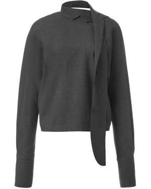Monse Scarf-Collar Long-Sleeve Blouse - Black