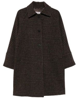 Alberto Biani Check-Pattern Wool Coat - Black