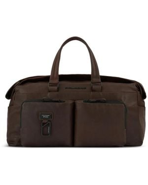 Piquadro Leather Duffel Bag - Brown