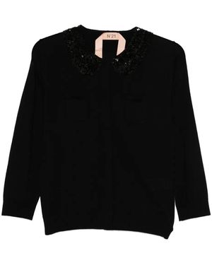 N°21 Sequin-Embellished Cardigan - Black