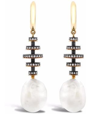 Pragnell 18Kt Rose Legacy Pearl And Diamond Drop Earrings - White