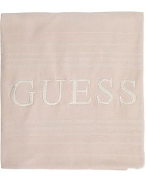 Guess Logo-Embroidered Fringed Beach Towel - Natural