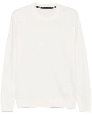 KARL LAGERFELD Logo-Embroidered Crew-Neck Jumper - White
