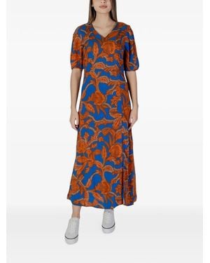 B.Young Abito A Fiori Con Scollo A V - Blu