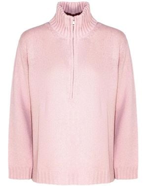 Kangra Half-Zip Ribbed-Knit Sweater - Pink