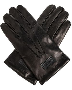 Moschino Logo-Patch Leather Gloves - Black