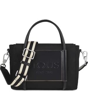 Tous Leather-Panel Satchel - Black