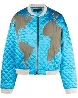 Who Decides War Global Grid Bomber Jacket - Blue