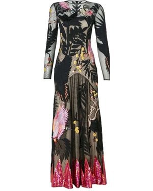 Temperley London Embroidered Sequin-Hem Dress - Black