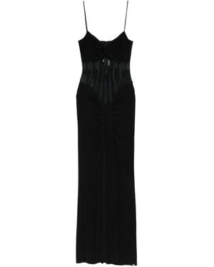 Nissa Maxikleid mit Sheer-Einsatz - Schwarz