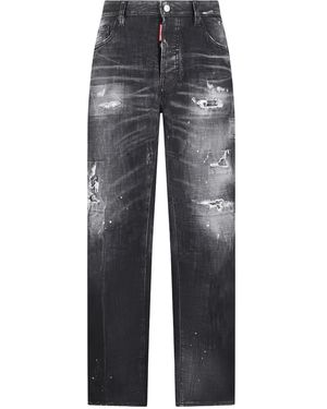 DSquared² Distressed Straight-Leg Jeans - Grey