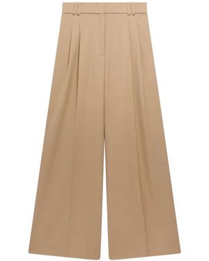 Another Tomorrow Twill Pleated Trousers - Natural