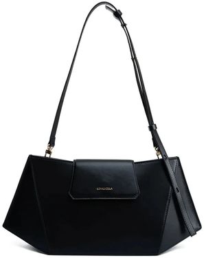 LIDIALUCILLA Geometric Calfskin Shoulder Bag - Black