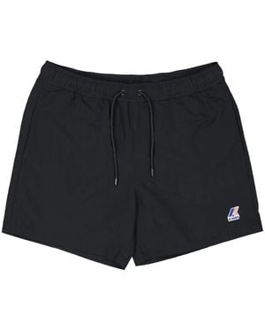 K-Way Bermuda Con Logo Ricamato - Nero