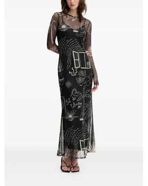 Never Fully Dressed Long-sleeve graphic-print dress - Schwarz