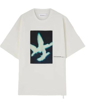 Oamc Peacemaker Bird-Print Cotton T-Shirt - White