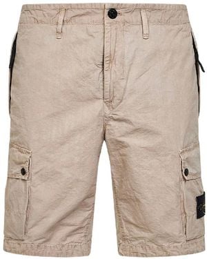 Stone Island Cargo Logo-Badge Shorts - Natural