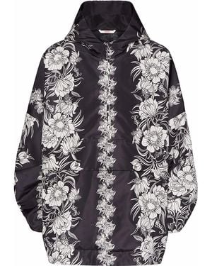 Valentino Garavani Graphic-Print Hooded Jacket - Grey