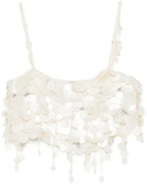 retroféte Eudora Beaded-Embellishment Top - White
