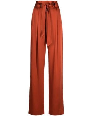 Michelle Mason High-Waisted Pleated Silk Pants - Red