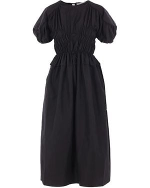 Cecilie Bahnsen Abito Midi Con Punto Smock - Nero