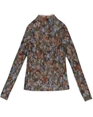 CALLIPYGIAN Floral Pleated Turtleneck "Multi Top - Black