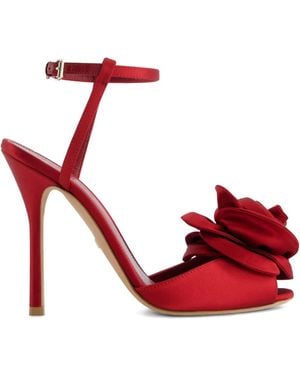Giambattista Valli 110Mm Satin Rose-Embellished Sandals - Red