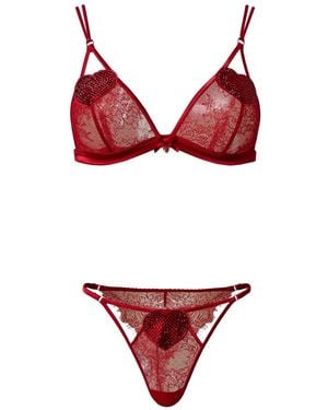 Twinset Set Reggiseno E Slip A Triangolo - Rosso