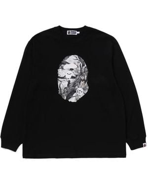 A Bathing Ape Langarmshirt mit grafischem Print - Schwarz
