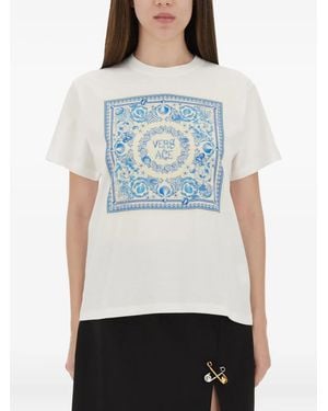 Versace Square-Print T-Shirt - Gray
