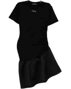 Karl Lagerfeld Logo-Embossed Dress - Black
