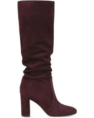 Gianvito Rossi 85Mm Glen Ruched Block-Heel Knee-High Boots - Red