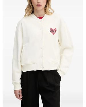 Karl Lagerfeld Heart-Embroidered Bomber Jacket - White
