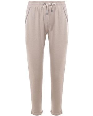 Brunello Cucinelli Monili-Embellished Drawstring Joggers - Natural