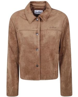 MC2 Saint Barth Logo-Embroidered Button-Up Jacket - Brown