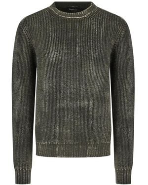 AROVESCIO Ribbed-Knit Crew-Neck Jumper - Green