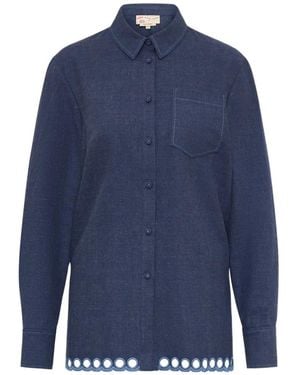 Maison Common Cutout-Detail Embroidered Shirt - Blue