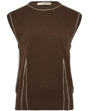 SONIA CARRASCO Contrast-Stitch Knit Vest - Brown
