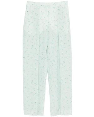 Victoria Beckham Floral Palazzo Trousers - White