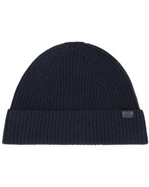 BOSS Ribbed Beanie Hat - Blue
