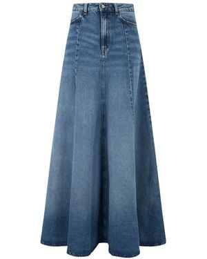 ICON DENIM Cora Panelled-Flared Denim Skirt - Blue