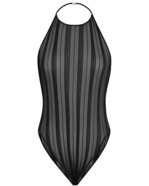 Saint Laurent Off-Shoulder Bodysuit - Grey