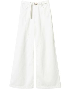 Twinset Jeans Oval T A Gamba Ampia - Bianco