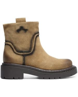 Ash Duffie Leather Ankle Boots - Brown