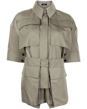 Goen.J Belted Cotton-Blend Twill Shirt - Grey
