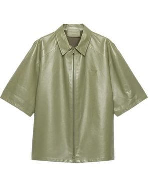 Prada Nappa Leather Zipper Shirt - Green